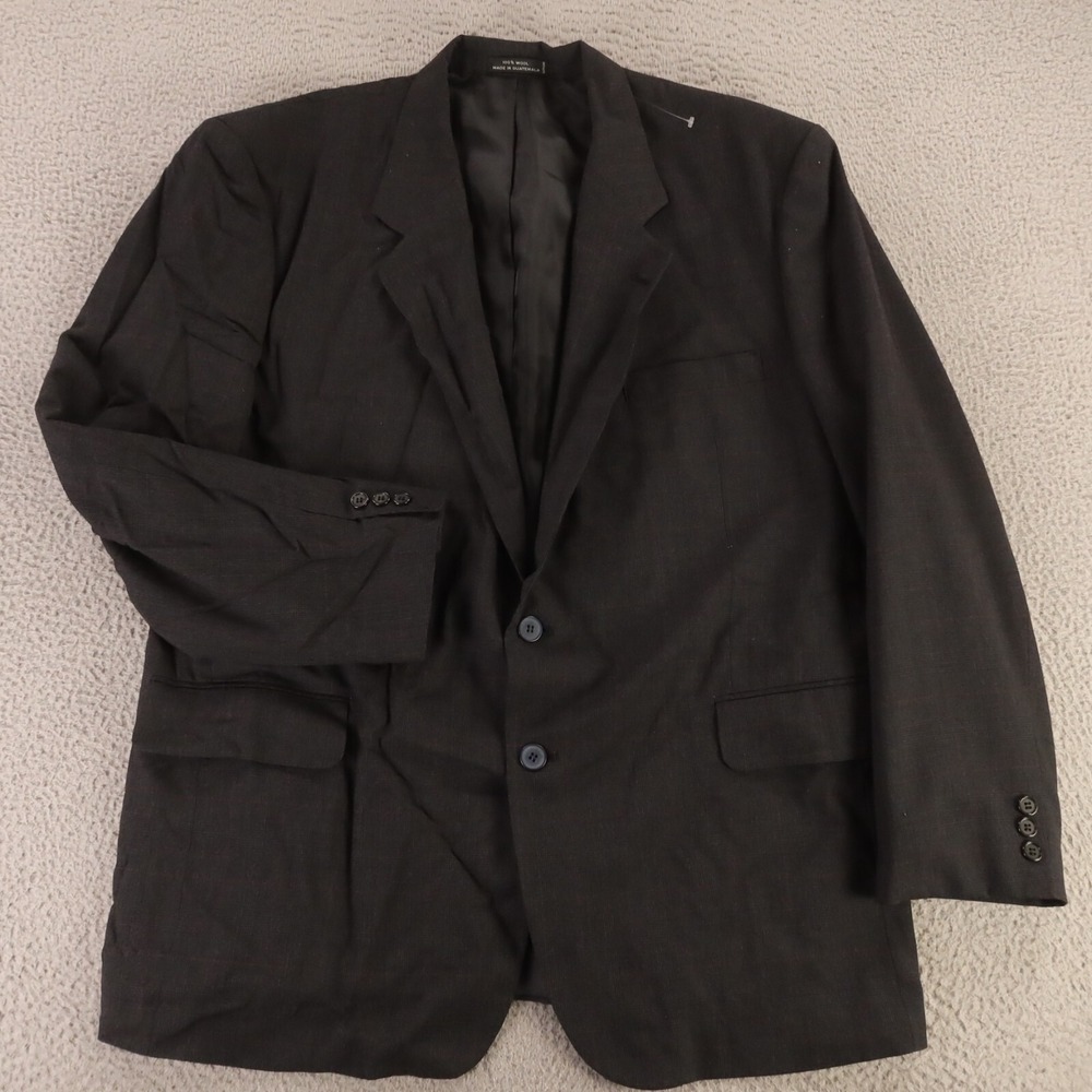 VINTAGE Prince of Wales Check Jacket M Gray 100% Wool‎ Hopsack Blazer 46R